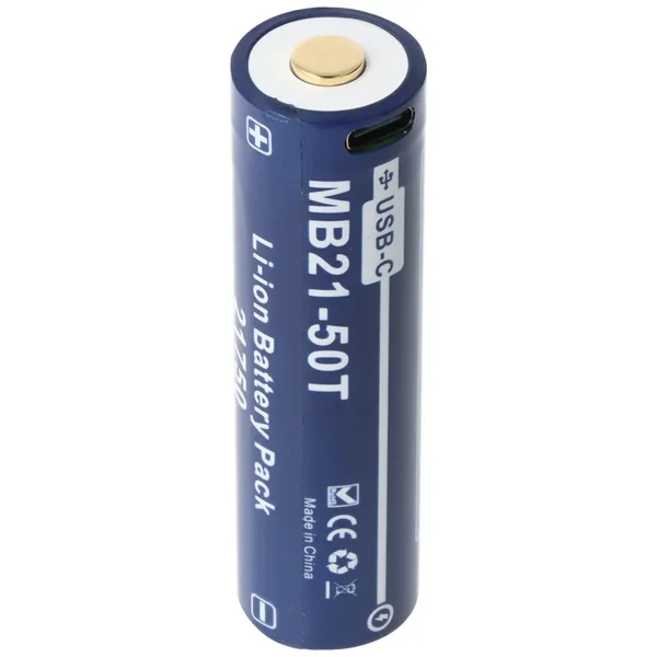 AccuCell 21700 Li-ion Akku 5000mAh, 21750, USB-C, max. Entladestrom 25A, 76,8 x 21,2mm